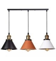 Rsylight Retro Masa Üstü 3 Lü Bakır Siyah Beyaz Rustik Metal Sarkıt Avize 60 Cm