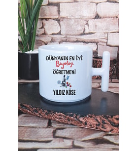 Dünyanın En İyi Biyoloji Öğretmeni Baskılı Kişiye Özel Öğretmenler Günü Latte Fincanı Kupa