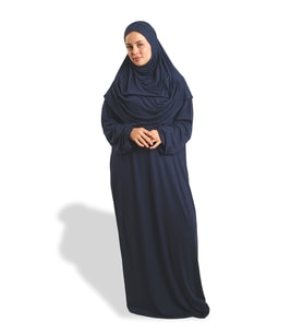 Lacivert İki Parça Namaz Elbisesi Viskon Düz 2504_02