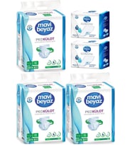 Mavi Beyaz Ped Emici Külot Hasta Bezi M - Medium Orta 90 Adet + Yatak Koruyucu Örtü 60*90CM 60 Adet