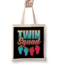 Cute & Funny Twin Squad Twinning Baby Announcement Bez Çanta Uzun Saplı