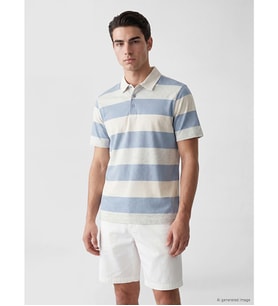 LCWAIKIKI Classic Mavi Polo Yaka Renk Bloklu Pike Erkek Tişört