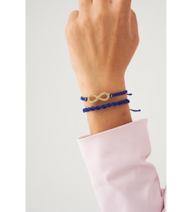 Lacivert Sonsuzluk Burgu Örgü İp Best Friends Bileklik Set İkili
