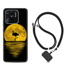 Xiaomi Redmi Note 7 8 9 Pro 10 2022 10 Pro 10S Kılıf Boyun Askılı Silikon Ay ve Flamingo 1775