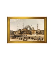 At Meydanı ve Ayasofya Motifli Kanvas Tablo 80 x 110 cm Gold Çerçeve