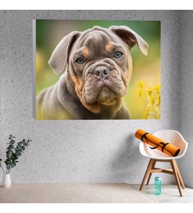 Yavru Buldog Köpek Dekoratif Kanvas Tablo 