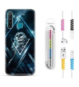 Realme 5i 5 Pro 6i 7 Pro 8 Kılıf Kablo Koruma Spiral Silikon Old Owl 1649