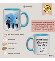 Kişiye Özel Fotoğraflı Baskılı Mavi Kupa – Hediye Kupa
