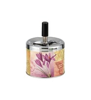 Çiçekli Metal Hazneli Bas-Çevir Küllük, 9 cm, şık ve kullanışlı tasarım