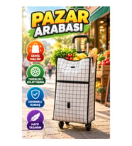 Geniş Hacimli Tekerlekli Pazar Arabası – Günlük Market ve Alışveriş Çantası