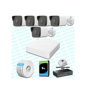 Provzen Hikvision 5 IP Kameralı 4MP 1440P Mikrofonlu Güvenlik Kamerası