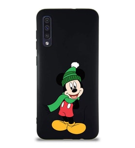 Samsung Galaxy A50 Soft Premier Kapak Mickey Mouse-G Tasarımlı Silikon Kılıf - Siyah (Şeffaf)