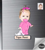 Kişiye Özel Çocuk Arkadaş Ahşap Magnet -5