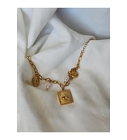 Karo Ası Çiçek Charmlı Halat Zincir Model Bileklik (Gold)