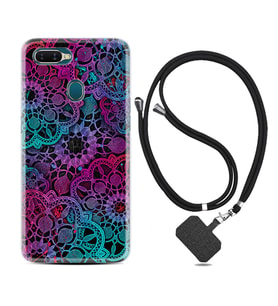 Oppo A5S A15 A16 A54 A55 A73 A74 Kılıf Boyun Askılı Silikon Colurful Mandala 1667