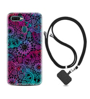 Oppo A5S A15 A16 A54 A55 A73 A74 Kılıf Boyun Askılı Silikon Colurful Mandala 1667