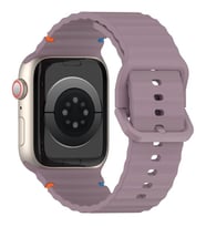 Apple Watch 10/11 42mm-38/40/41mm Kordon Dekoratif Örgü Çizgili Spor Silikon Kay (A.MOR)