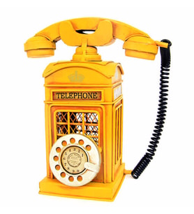 Dekoratif Metal Ahizeli Telefon Kumbara (Sarı)
