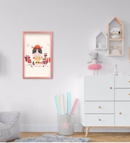 BK Home Sevimli İnek Tasarımlı Dekoratif Pembe Ahşap Çerçeveli Çocuk Odası Tablo-1