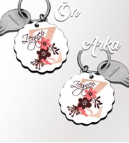 Kişiye Özel Z Harfi Flowers Tasarım HDF Dalgalı Anahtarlık (Beyaz)