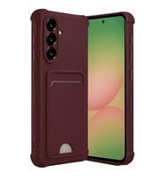 Coverzone Samsung Galaxy A36 ile uyumlu K?l?f N-Kelvin Kartvizitli Kart Ta??ma Cebi Soft-Touch Silikon Kapak Bordo