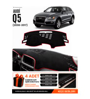 AUDİ Q5 (2008-2017) Uyumlu Torpido Örtüsü Torpido Kılıfı - Siyah Kırmızı