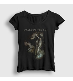Presmono Kadın Siyah Wings Swallow The Sun T-Shirt 530491tt