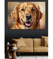 Sadık Golden Retriever Köpeği Dekoratif Kanvas - Mdf Ahşap Tablo