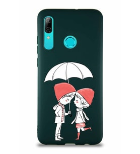 Huawei P Smart 2019 Soft Premier Kapak Aşk Tasarımlı Silikon Kılıf - Yeşil (Şeffaf)