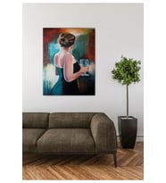ÖZEL ÇİZİM ŞARAP İÇEN KADIN EV DUVAR SALON OFİS HEDİYELİK DEKARASYON SÜSÜ ÖLÇÜ SEÇMEYİ UNUTMAYINIZ (Siyah)