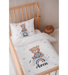 %100 Pamuk Saten Isme Özel 100x150 Bebek Yatak Nevresim Seti
