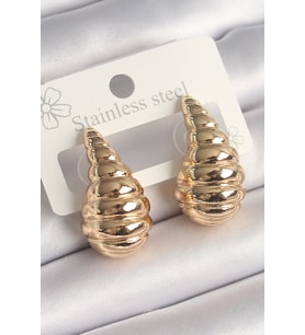 Pirinç Gold Renk İşlemeli Damla Model Kadın Küpe 5886 - HEP-7282-5531