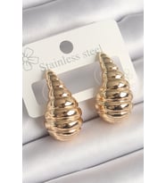 Pirinç Gold Renk İşlemeli Damla Model Kadın Küpe 5886 - HEP-7282-5531