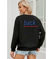 Unisex Back Baskılı Bisiklet Yaka Sweatshirt (Siyah)