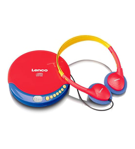 Lenco Taşınabilir CD Çalar Discman Kulaklıklı Şarj Özellikli Çocuklar İçin CD-021 KIDS (Kırmızı-Mavi)