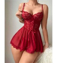 Amora Secret Bordo Dantel İşlemeli Tül Fantezi Gecelik