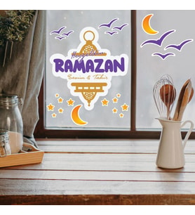 Kişiye Özel Hoşgeldin Ramazan Cam - Duvar Sticker Seti HK2551 (Çok Renkli)