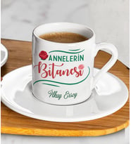 Anneler Günü Hediyesi Kişiye Özel Türk Kahvesi Fincanı (Beyaz)