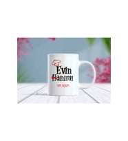 Ev Hanımı Yazılı Özelleştirilebilir Kupa Bardak (Beyaz)