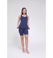 Chelly Kadın Düz Renk Askılı Taytlı Tankini S9003-04 (Lacivert)