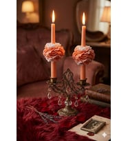 Şakayıklı Şamdan 2'li Mum - Mumelia Candles Doğal Soya Kutulu Dekoratif Mum - Turuncu