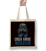 Child Abuse Warrior Prevention Month Blue Ribbon Awareness Bez Çanta Uzun Saplı