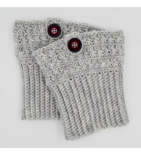 El Örgüsü Düğmeli Gri Bot Manşeti (Boot Cuffs)