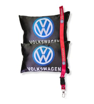Volkswagen Dijital Baskılı Siyah Araç Seyahat Boyun Yastık 2'li Set Volkswagen Oto Ayna Askısı Siyah