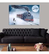 Miyrem Exclusive Serie"  Noel Baba ve Tren Kanvas Tablo