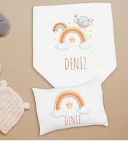 BK Kids Kişiye Özel İsimli Bebek Battaniye ve Yastık Hediye Seti, Yeni Doğan Bebek Hediyesi, Bebek Uyku Seti-3