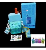 TELEFON MODELİ RENKLİ MİKA KRİSTAL SULUK MATARA PİPETLİ - VİDALI KAPAK - ASKILI 300ML (5343)