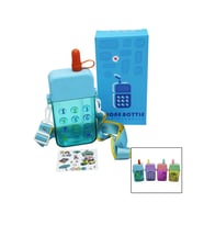 TELEFON MODELİ RENKLİ MİKA KRİSTAL SULUK MATARA PİPETLİ - VİDALI KAPAK - ASKILI 300ML (5343)