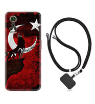 General Mobile GM 21 Pro GM 22 Pro Plus Kılıf Boyun Askılı Silikon Wolf and Moon 2 1381