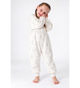 1,5 tog Fermuarlı Tavşan Desenli Unisex Çocuk Uyku Tulumu - Beyaz